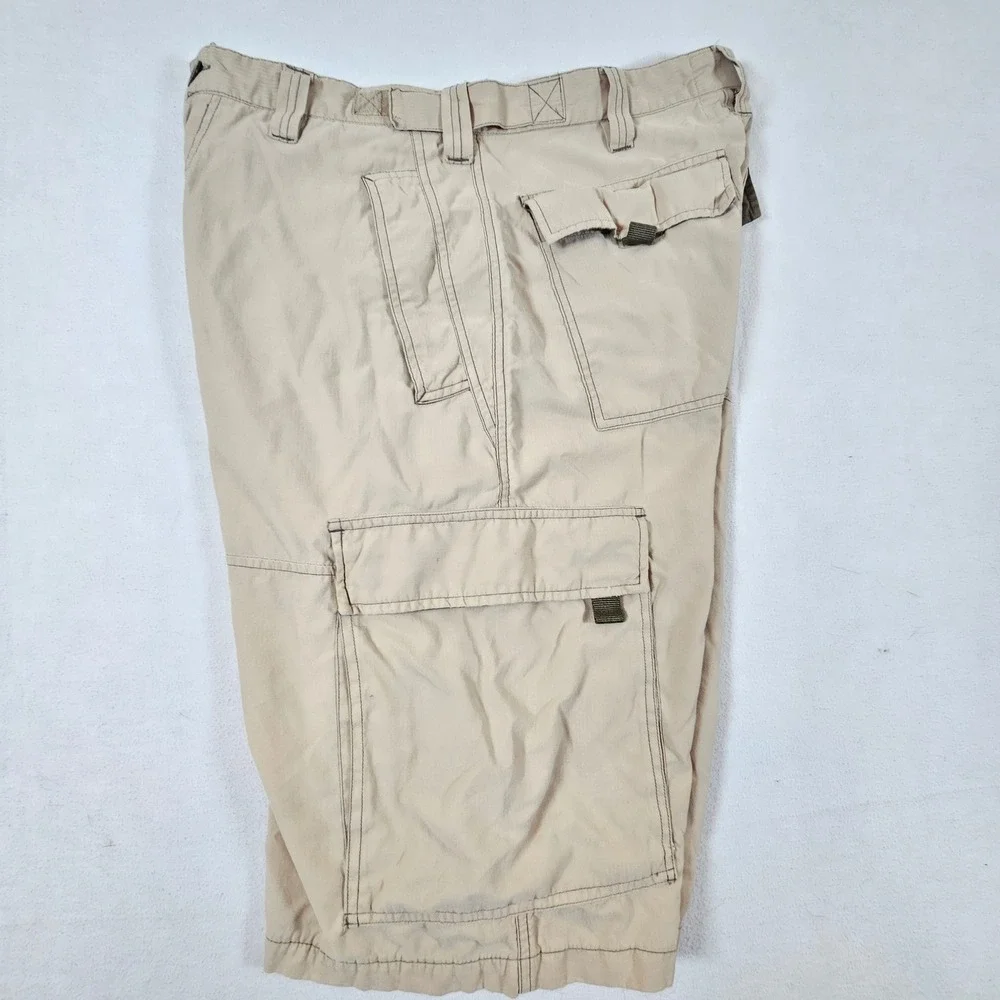 Bugle Boy Cargo Shorts Men 34W Tan Utility Gorpcore‎ Cotton Nylon Relaxed Fit